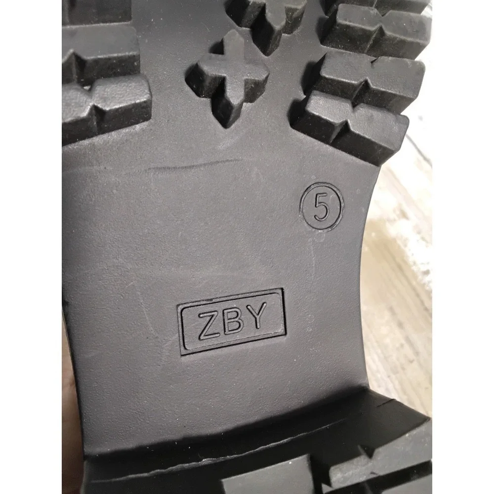 ZBY Black Leather Lug Sole Loafers Women's Size 5 Chunky Platform Horsebit shoe